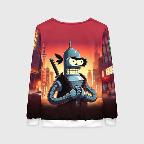 Женский свитшот Крутой ниндзя Бендер в ночном городе / 3D-Белый – фото 2