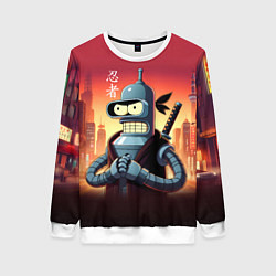 Женский свитшот Крутой ниндзя Бендер в ночном городе