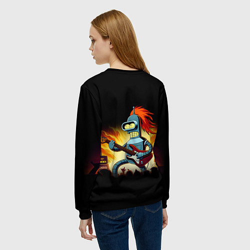 Женский свитшот Bender is a hard rock guitarist - Futurama / 3D-Черный – фото 4