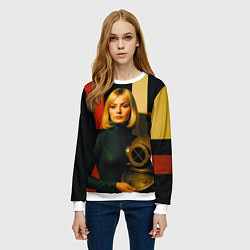 Свитшот женский Девушка с водолазным шлемом ретрофутуризм поп-арт, цвет: 3D-белый — фото 2