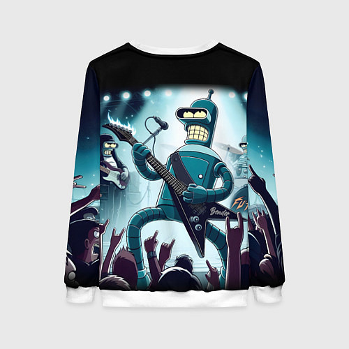 Женский свитшот Гитарист Бендер из рок группы Футурамы / 3D-Белый – фото 2