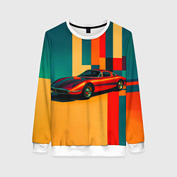 Женский свитшот Спорткар ретрофутуризм поп-арт 1970-е