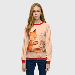 Свитшот женский Пироги с лисой, цвет: 3D-красный — фото 2