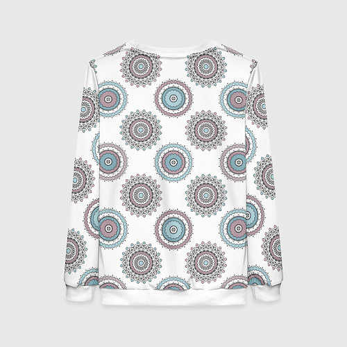 Женский свитшот Круглый разноцветный узор мандала / 3D-Белый – фото 2