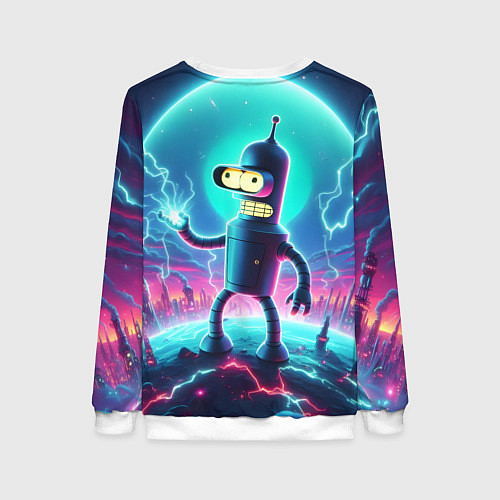 Женский свитшот Робот-сгибальщик Бендер пропускает через себя молн / 3D-Белый – фото 2
