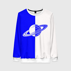 Свитшот женский Сатурн сине-белый, цвет: 3D-белый
