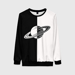 Женский свитшот Сатурн черно-белый