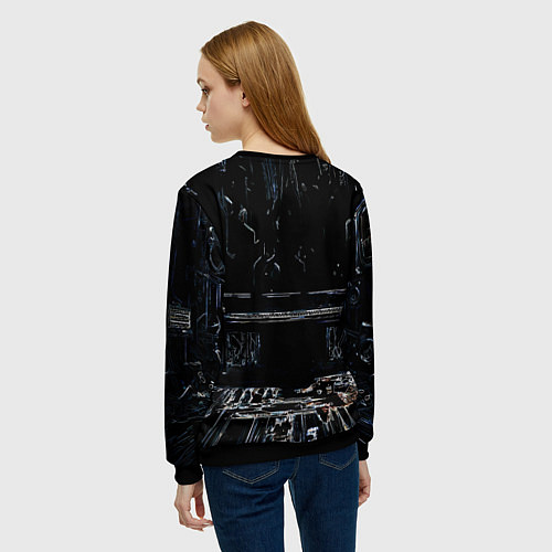 Женский свитшот Линейный силуэт музыканта / 3D-Черный – фото 4