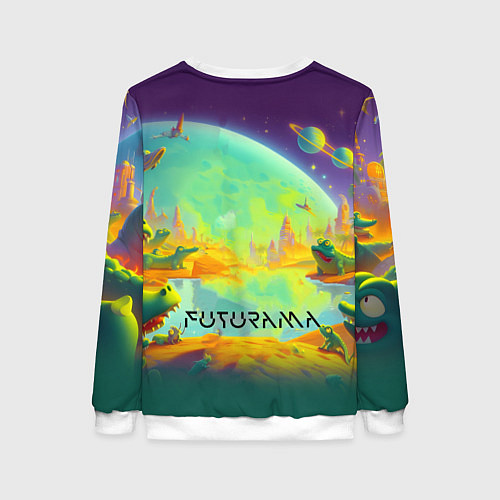 Женский свитшот Робот-сгибальщик Бендер на планете крокодилов - не / 3D-Белый – фото 2