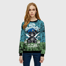 Свитшот женский Медведь десантник на фоне флага ВДВ, цвет: 3D-черный — фото 2