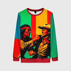 Женский свитшот Ковбой против индейца поп-арт