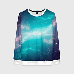 Свитшот женский Галактическое сияние небес, цвет: 3D-белый