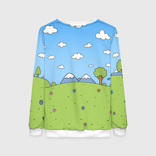 Женский свитшот Nirvana мультяшный стиль на поляне / 3D-Белый – фото 2