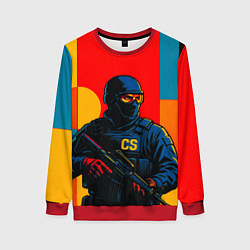 Свитшот женский Контр-террорист CS 2 поп-арт, цвет: 3D-красный