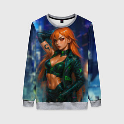 Свитшот женский Нами киберпанк реализм, цвет: 3D-меланж