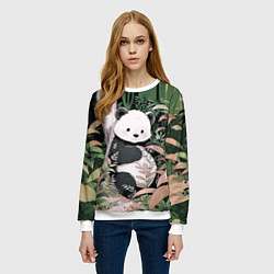 Свитшот женский Панда в лесу, цвет: 3D-белый — фото 2