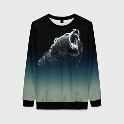 Свитшот женский Бурый в гневе - градиент, цвет: 3D-черный