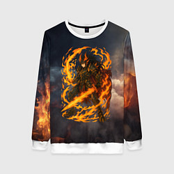 Женский свитшот Герой аниме дракон с огненным мечем