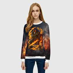 Свитшот женский Герой аниме дракон с огненным мечем, цвет: 3D-белый — фото 2