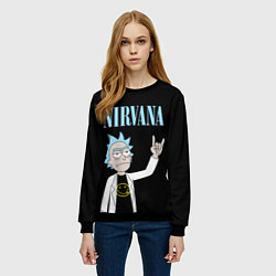 Свитшот женский Нирвана и Рик Санчес из Рик и Морти, цвет: 3D-черный — фото 2