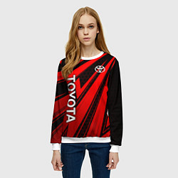 Свитшот женский Тойота - красные полосы, цвет: 3D-белый — фото 2