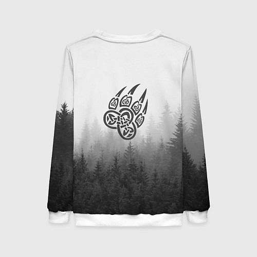 Женский свитшот Волк в кельтском стиле и лес / 3D-Белый – фото 2