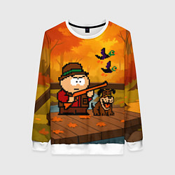 Свитшот женский Эрик Картман в игре Duck Hunt стреляет в уток, цвет: 3D-белый
