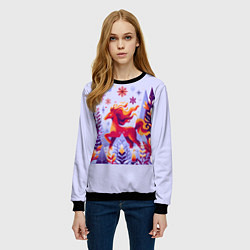 Свитшот женский Новогодняя лошадь, цвет: 3D-черный — фото 2