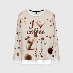 Свитшот женский Пятна кофе часть дизайна - можно проливать, цвет: 3D-белый