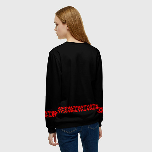 Женский свитшот Вышиванка народная русская / 3D-Черный – фото 4