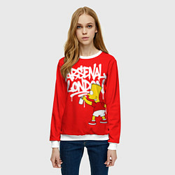 Свитшот женский Граффити Арсенал и Барт Симпсон, цвет: 3D-белый — фото 2