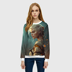 Свитшот женский Цири на фоне искр, цвет: 3D-белый — фото 2