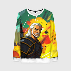 Свитшот женский Ведьмак в аниме стиле, цвет: 3D-белый