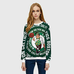 Свитшот женский Бостон Селтикс логотип и надписи, цвет: 3D-белый — фото 2