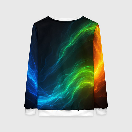 Женский свитшот Разноцветный огонь абстракция / 3D-Белый – фото 2