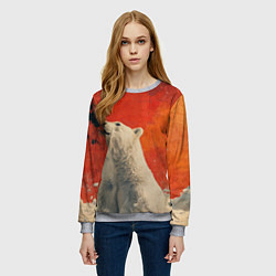 Свитшот женский Арктический белый медведь, цвет: 3D-меланж — фото 2