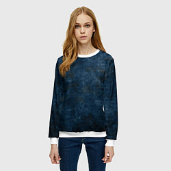 Свитшот женский Абстракция - old blue wall with black stains, цвет: 3D-белый — фото 2