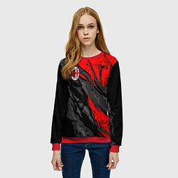 Свитшот женский Фк Милан - черный и красный, цвет: 3D-красный — фото 2