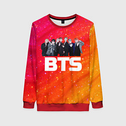 Свитшот женский BTS блестящий фон, цвет: 3D-красный