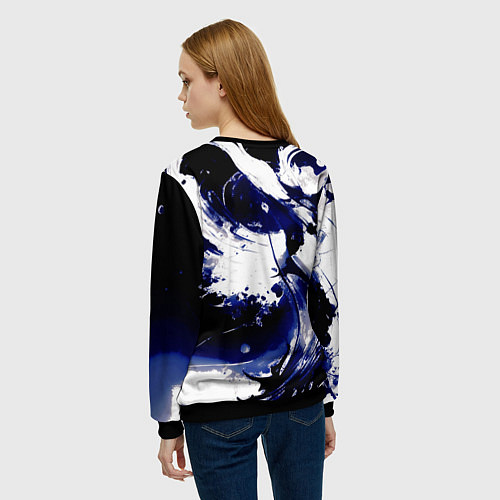 Женский свитшот Чёрно-фиолетовый абстракция волна / 3D-Черный – фото 4