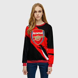Свитшот женский Арсенал геометрия полосы краски, цвет: 3D-красный — фото 2