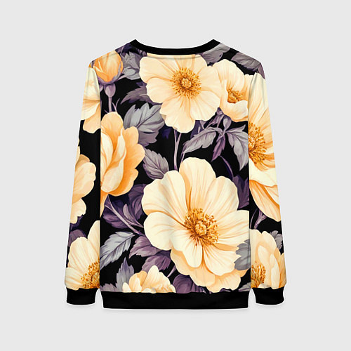 Женский свитшот Крупные жёлтые цветы / 3D-Черный – фото 2