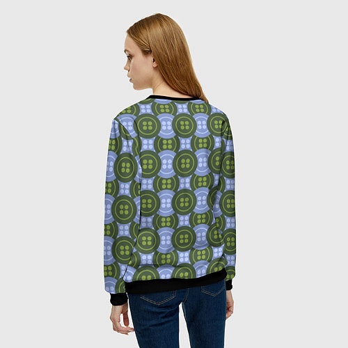 Женский свитшот Зеленые и синие пуговицы / 3D-Черный – фото 4