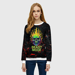 Свитшот женский Beast mode череп, цвет: 3D-белый — фото 2