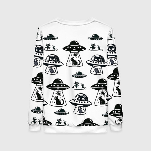 Женский свитшот UFO и котики / 3D-Белый – фото 2
