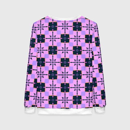 Женский свитшот Квадраты с цветочными перекрестиями / 3D-Белый – фото 2