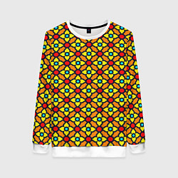 Свитшот женский Цветочный витраж, цвет: 3D-белый