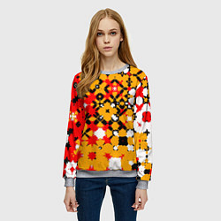 Свитшот женский Красно-желтая геометрическая абстракция, цвет: 3D-меланж — фото 2