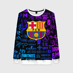 Женский свитшот Барселона неоновые логотипы игр