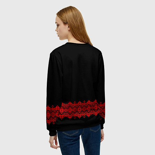Женский свитшот Вышиванка традиционная / 3D-Черный – фото 4